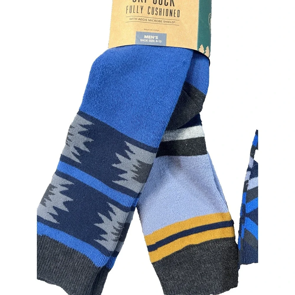 4 Pair‎ Aztec Bear WESTERN Blue Alpine Design Mens Ski Snow board Sock LG 8-13